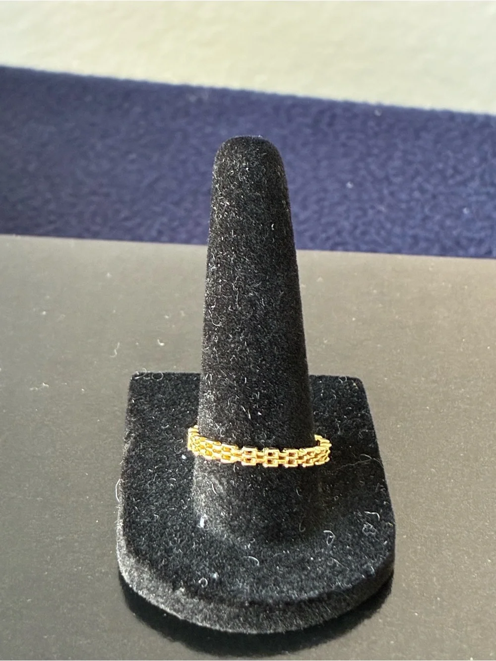 Sterling Silver 925 Gold Textured Link Band Ring Sz 8